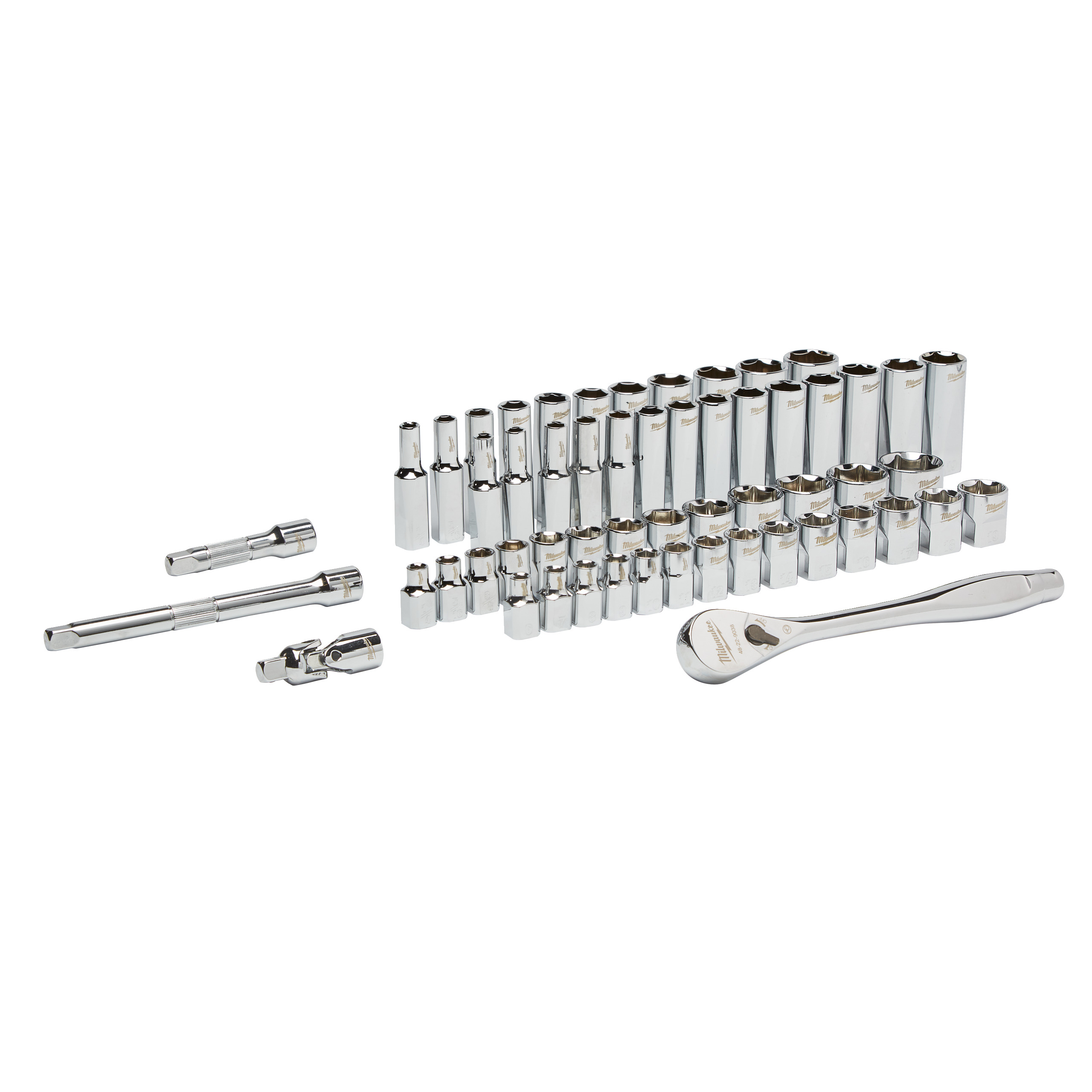 Ratschen- und Steckschlüsseleinsatz Set 3/8" imperial & metrisch — 56-teilig – Bild 2