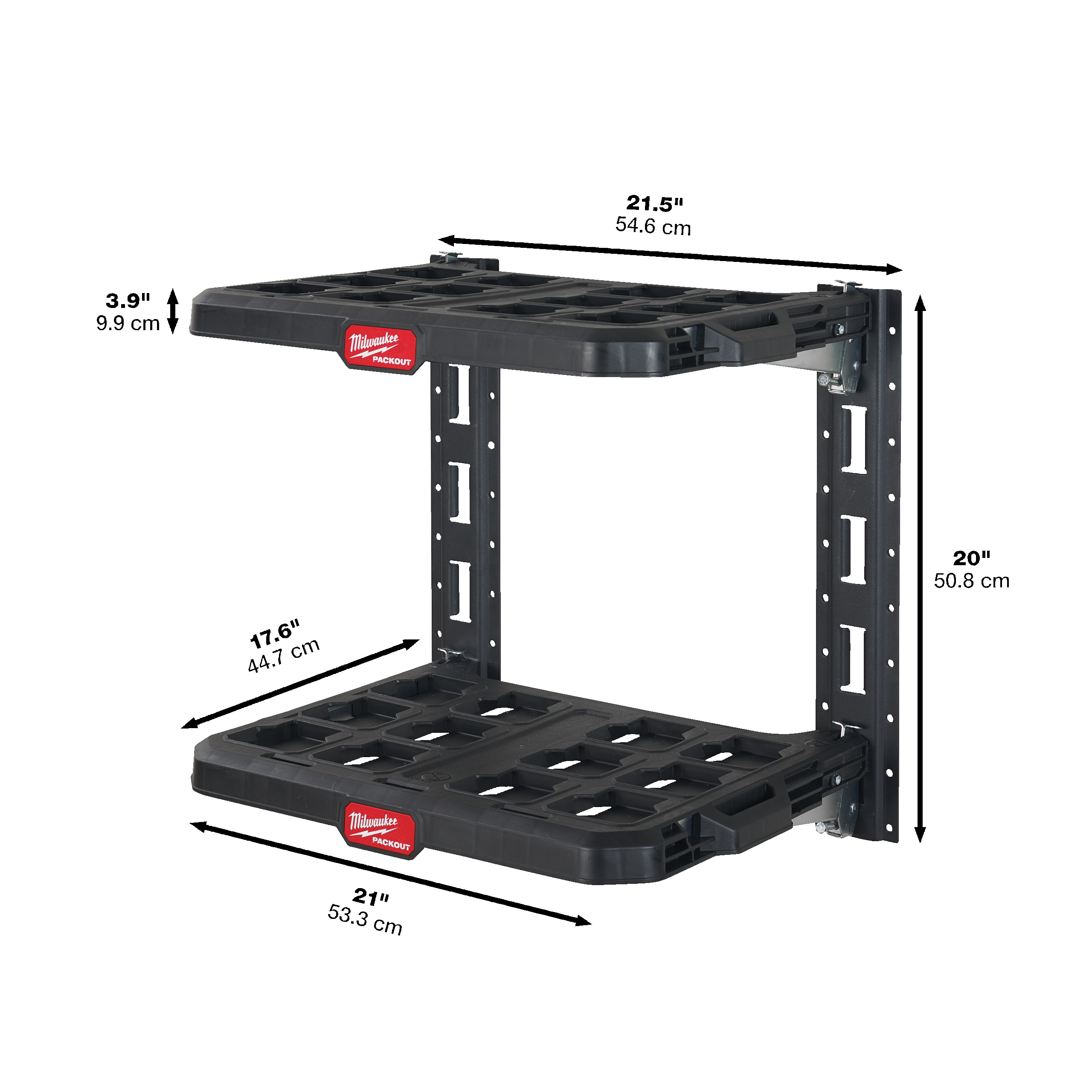 PACKOUT Schienensystem-Set zur Wandmontage — 2 Wandhalterungen, 2 Grundplatten – Bild 2