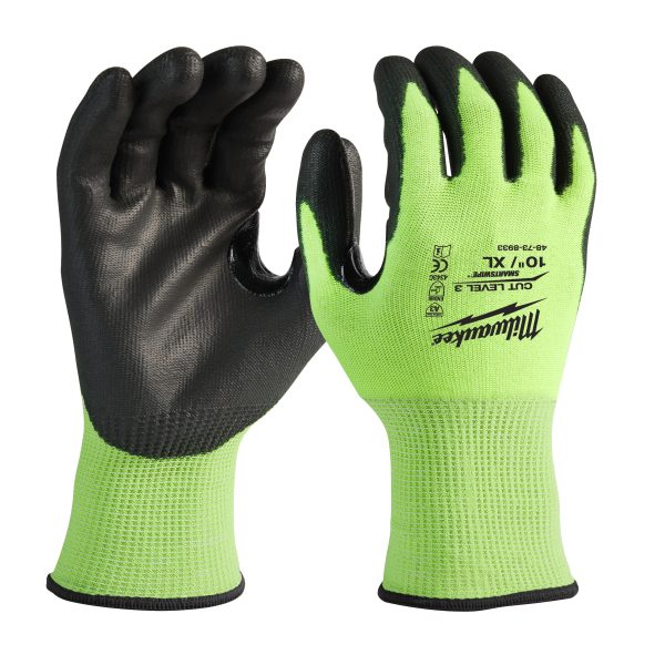 Hi-Vis Schnittschutzhandschuhe Klasse 3/C — Größe 10 (XL)