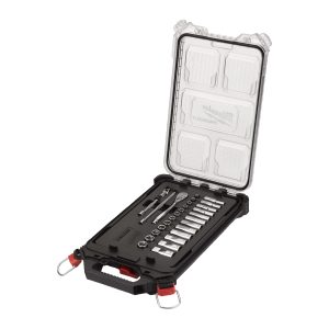 Ratschen- und Steckschlüsseleinsatz Set 1/4" metrisch — 28-teilig im PACKOUT Compact-Organiser Slim