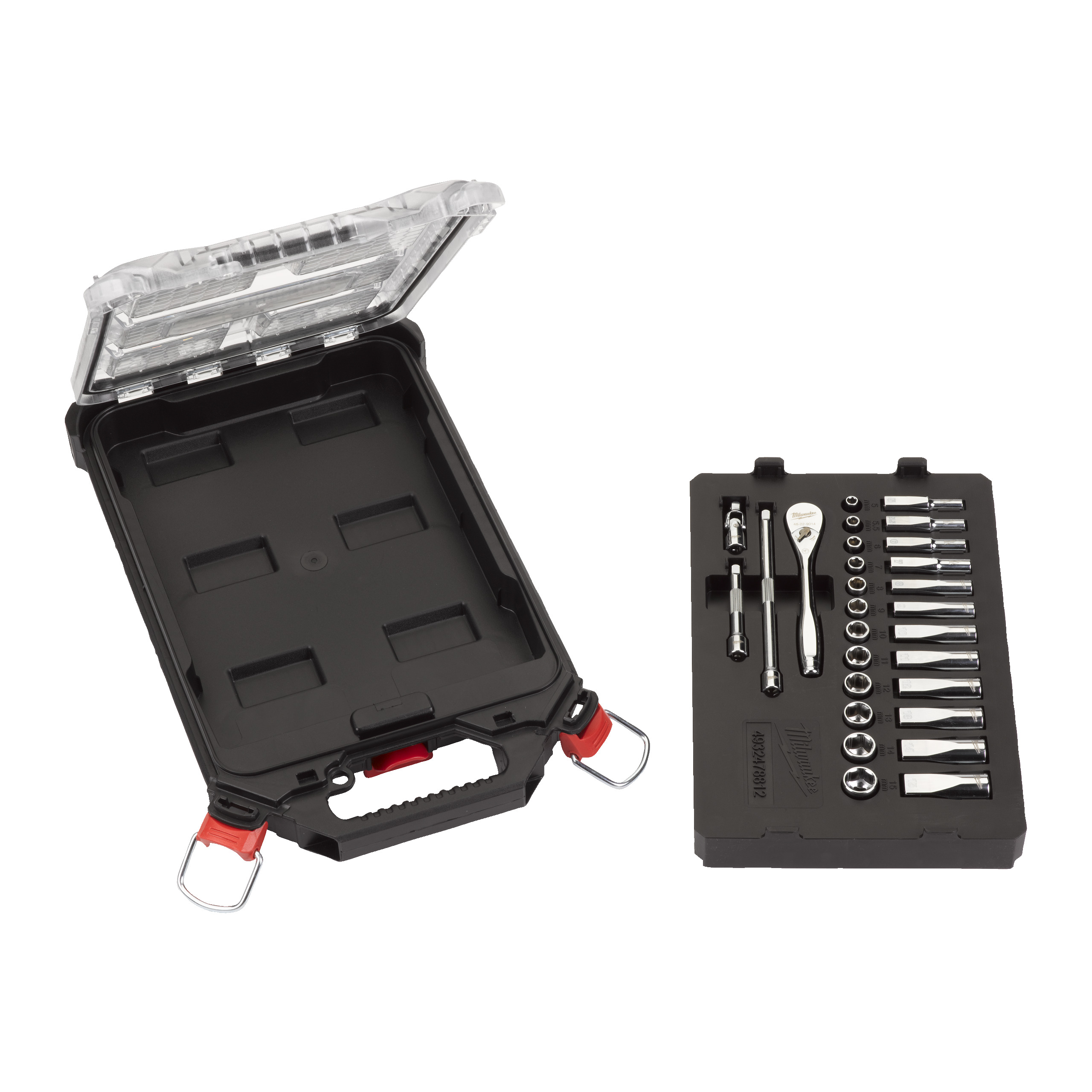 Ratschen- und Steckschlüsseleinsatz Set 1/4" metrisch — 28-teilig im PACKOUT Compact-Organiser Slim – Bild 2