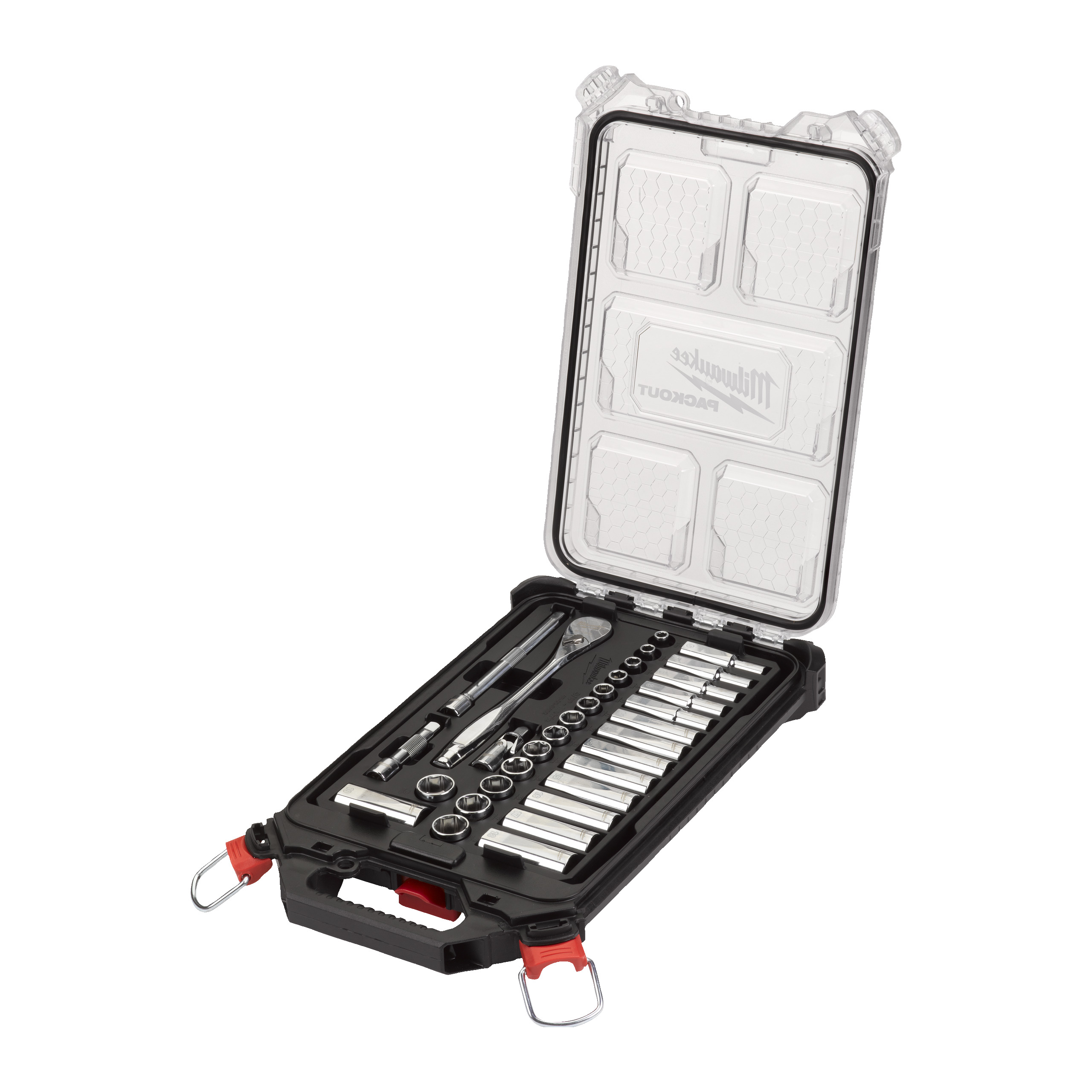 Ratschen- und Steckschlüsseleinsatz Set 3/8" metrisch — 32-teilig im PACKOUT Compact-Organiser Slim – Bild 2