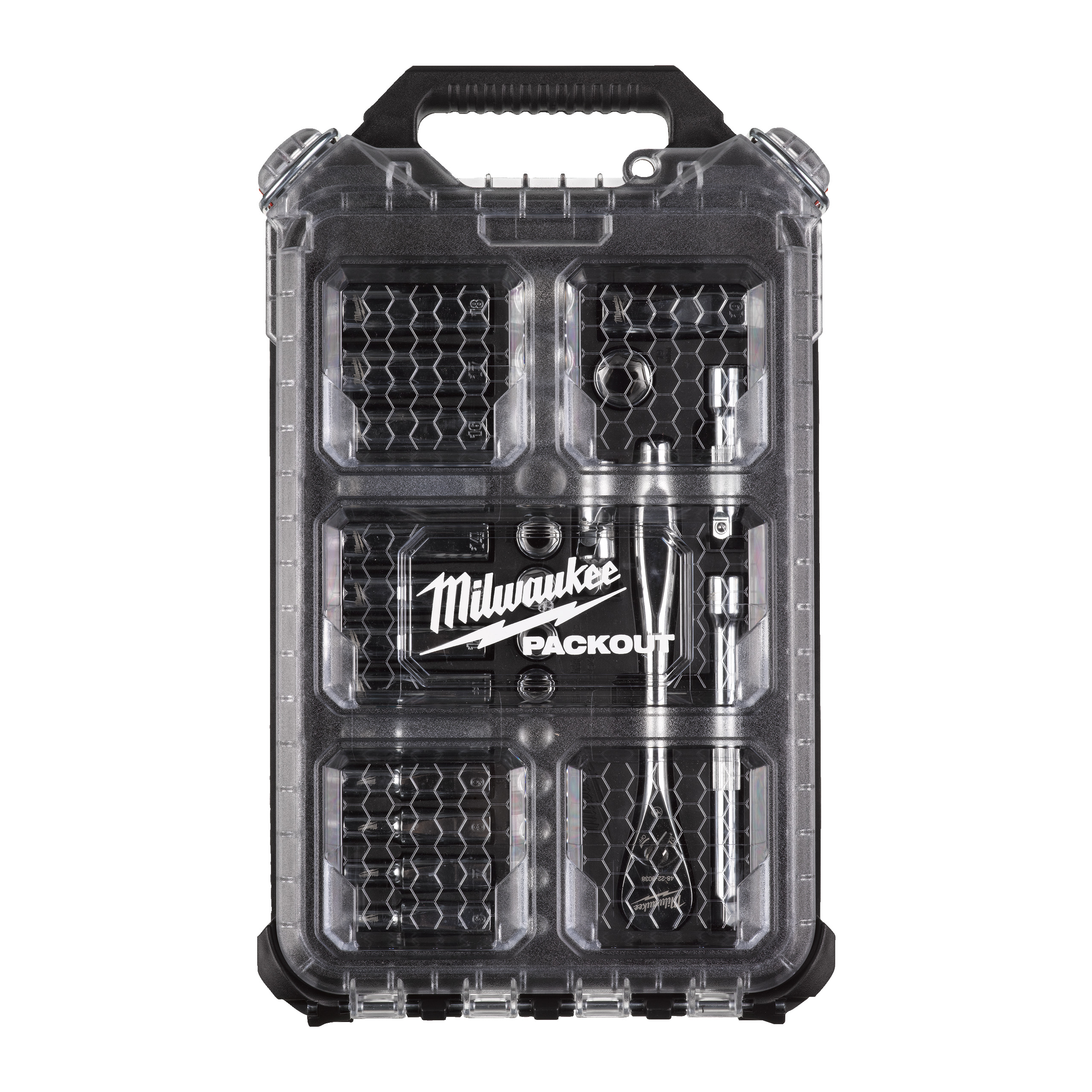 Ratschen- und Steckschlüsseleinsatz Set 3/8" metrisch — 32-teilig im PACKOUT Compact-Organiser Slim – Bild 3