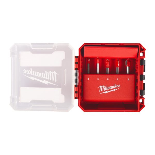 Glas-/Fliesenbohrer Set 5-teilig — 4, 5, 6, 6, 8 mm in PACKOUT kompatibler Kassette