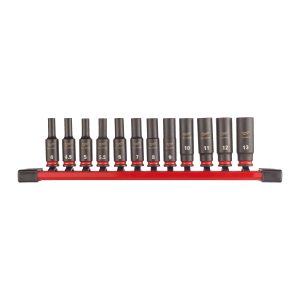 SHOCKWAVE Schlagnuss 1/4" lang Set — 12-teliges Set auf Schiene