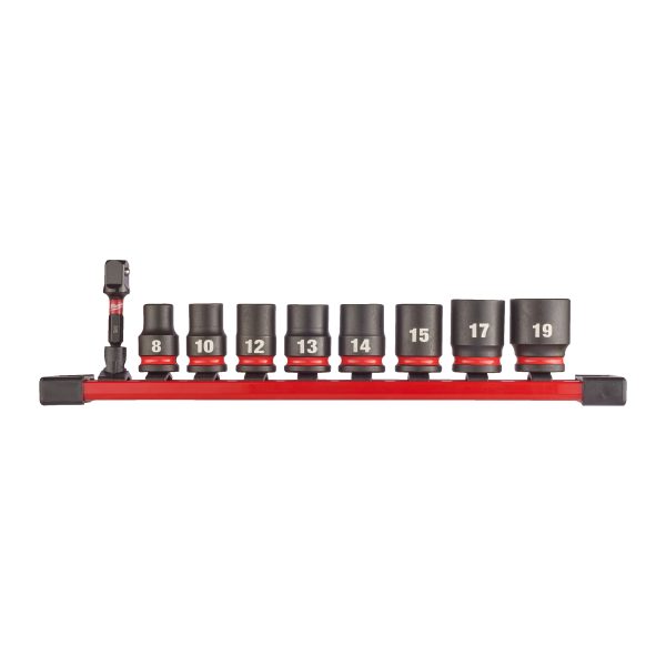 SHOCKWAVE Schlagnuss 3/8" kurz Set — 9-teiliges Set auf Schiene