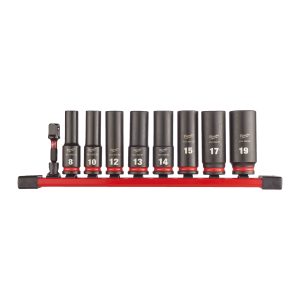 SHOCKWAVE Schlagnuss 3/8" lang Set — 9-teiliges Set auf Schiene