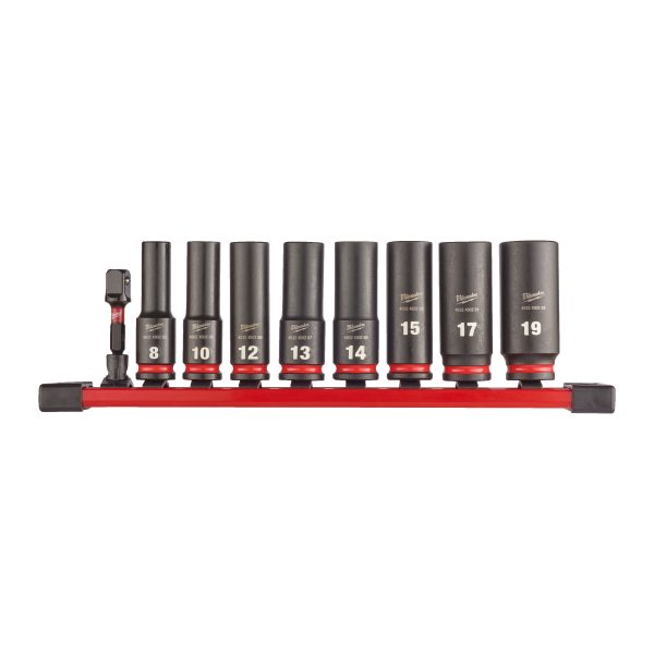 SHOCKWAVE Schlagnuss 3/8" lang Set — 9-teiliges Set auf Schiene