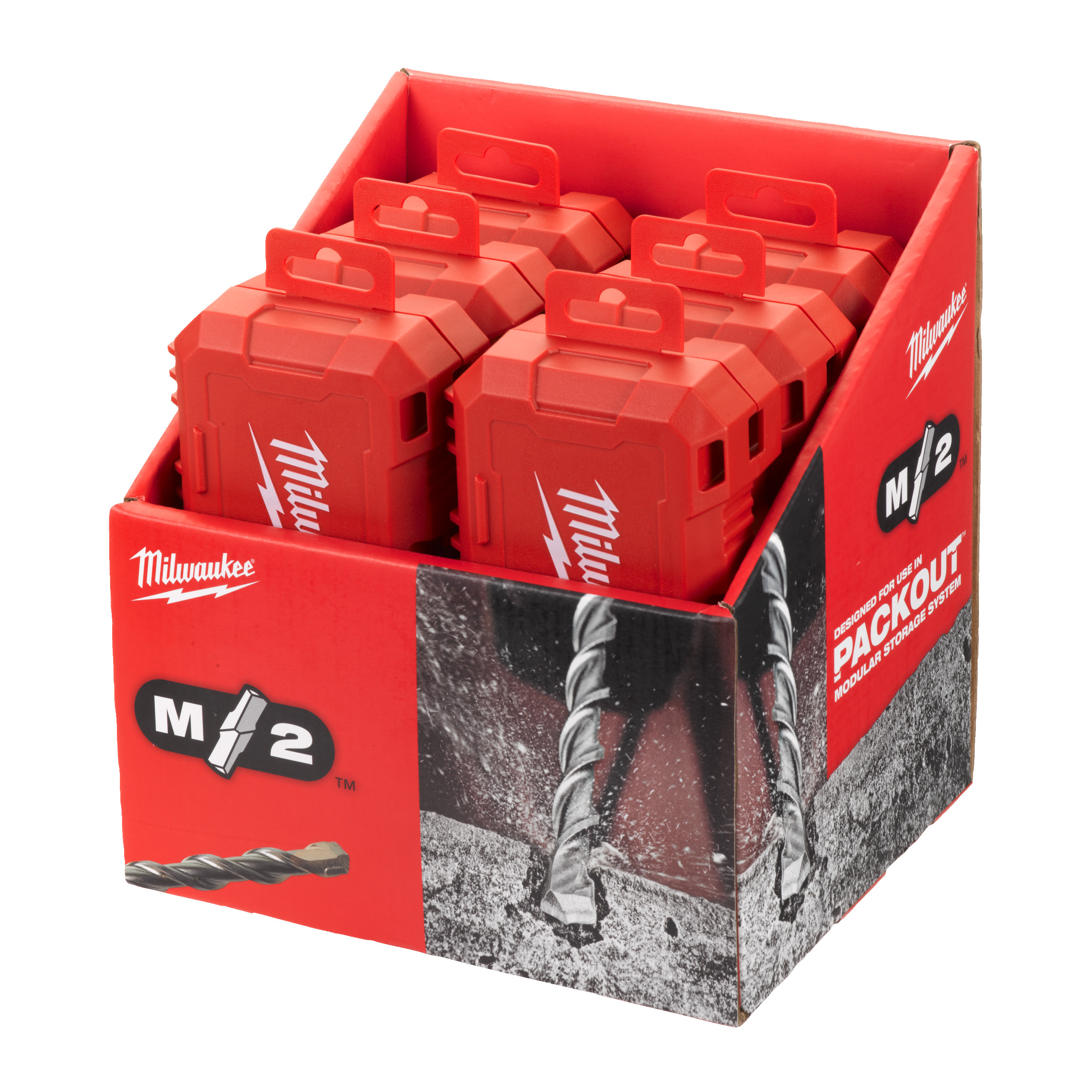 Hammerbohrer M2SDS-Plus Set, 7-teilig — 5/6 x 110 mm, 5,5/6/7/8/10 x 160 mm in PACKOUT kompatibler Kassette – Bild 2
