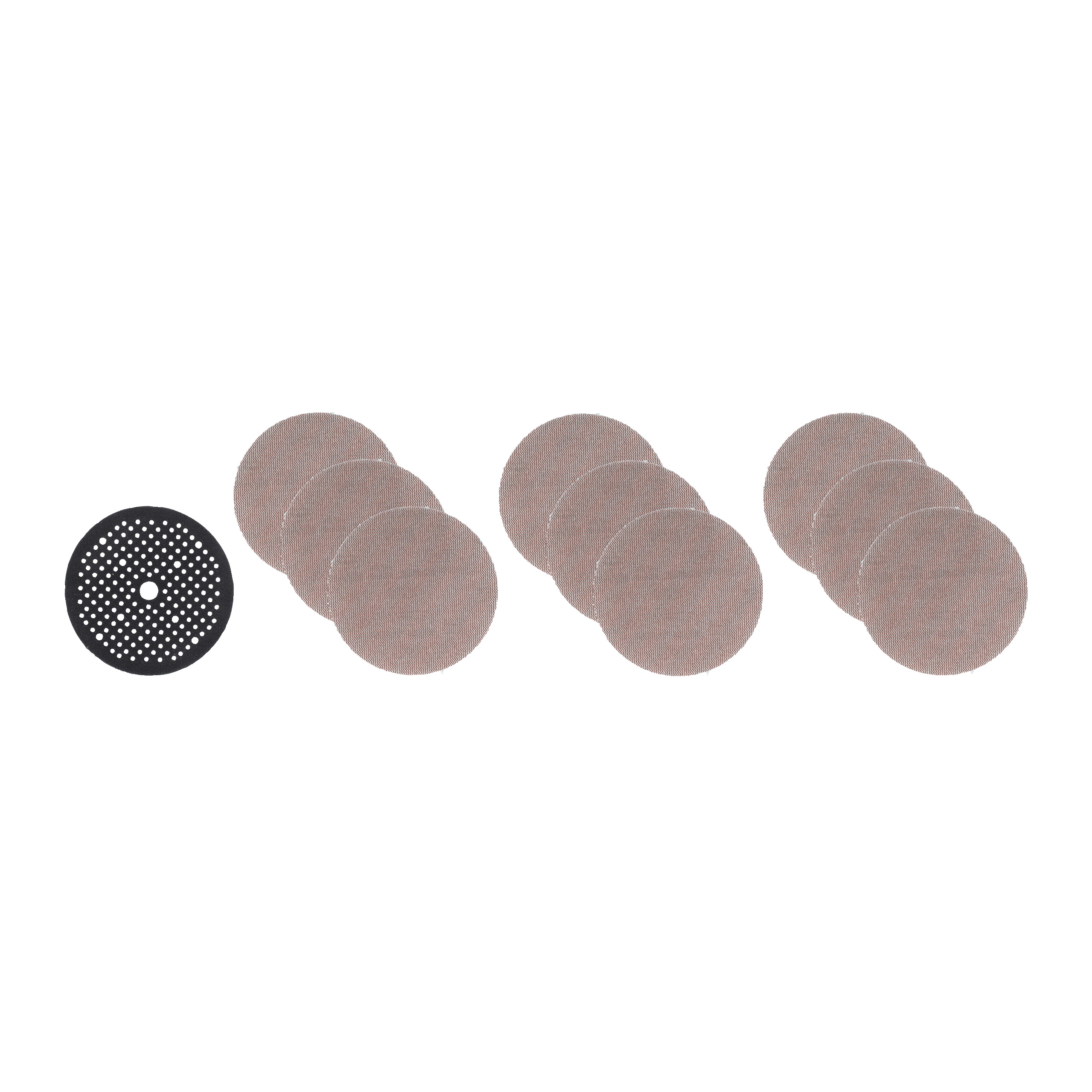 Schleifblätter Netzstruktur für Exzenterschleifer 150 mm — 3 x K80, 3 x K120, 3 x K180, 1 x Zwischenplatte