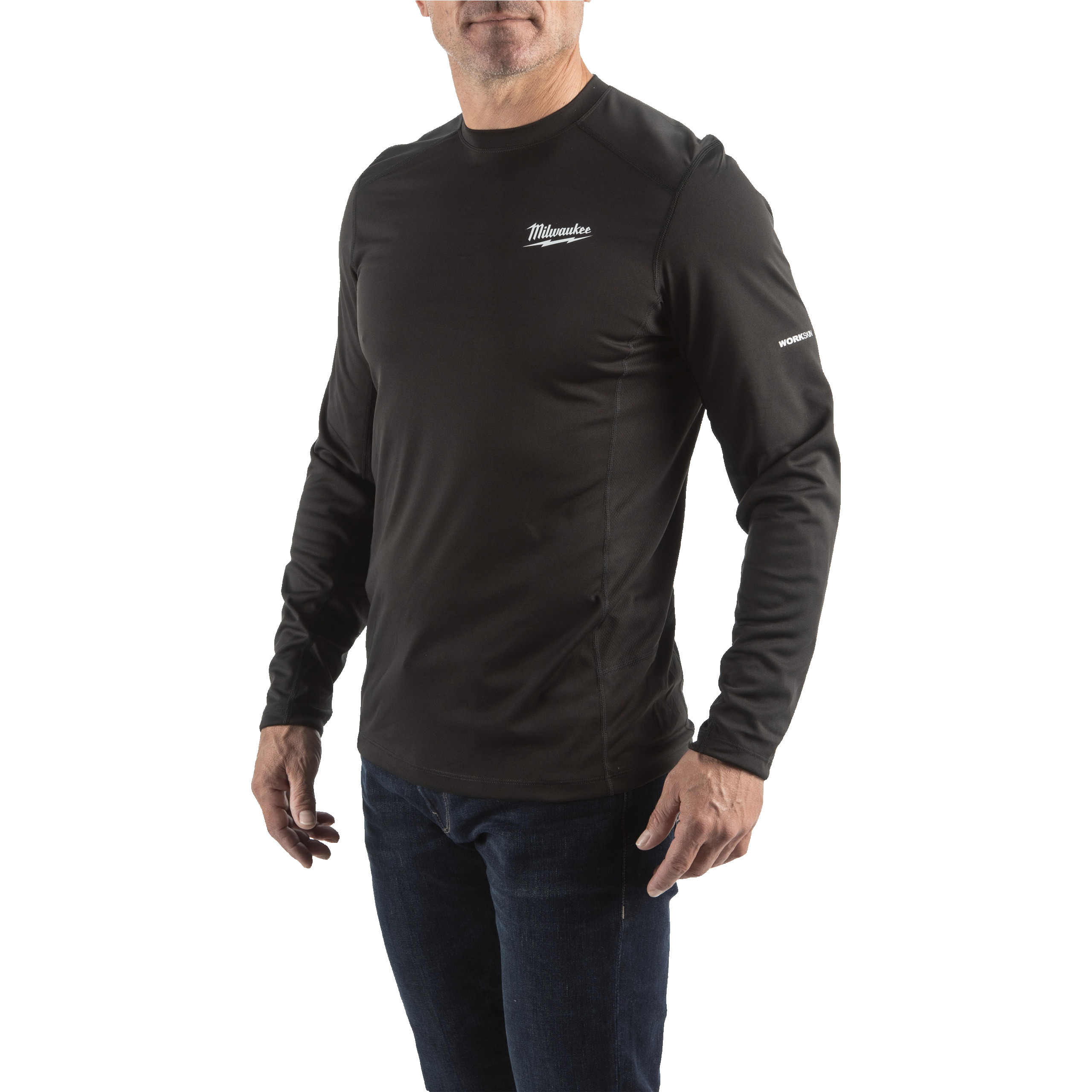 WWLSBL-XXL — Funktions-Langarm-Shirt schwarz mit UV-Schutz – Bild 2