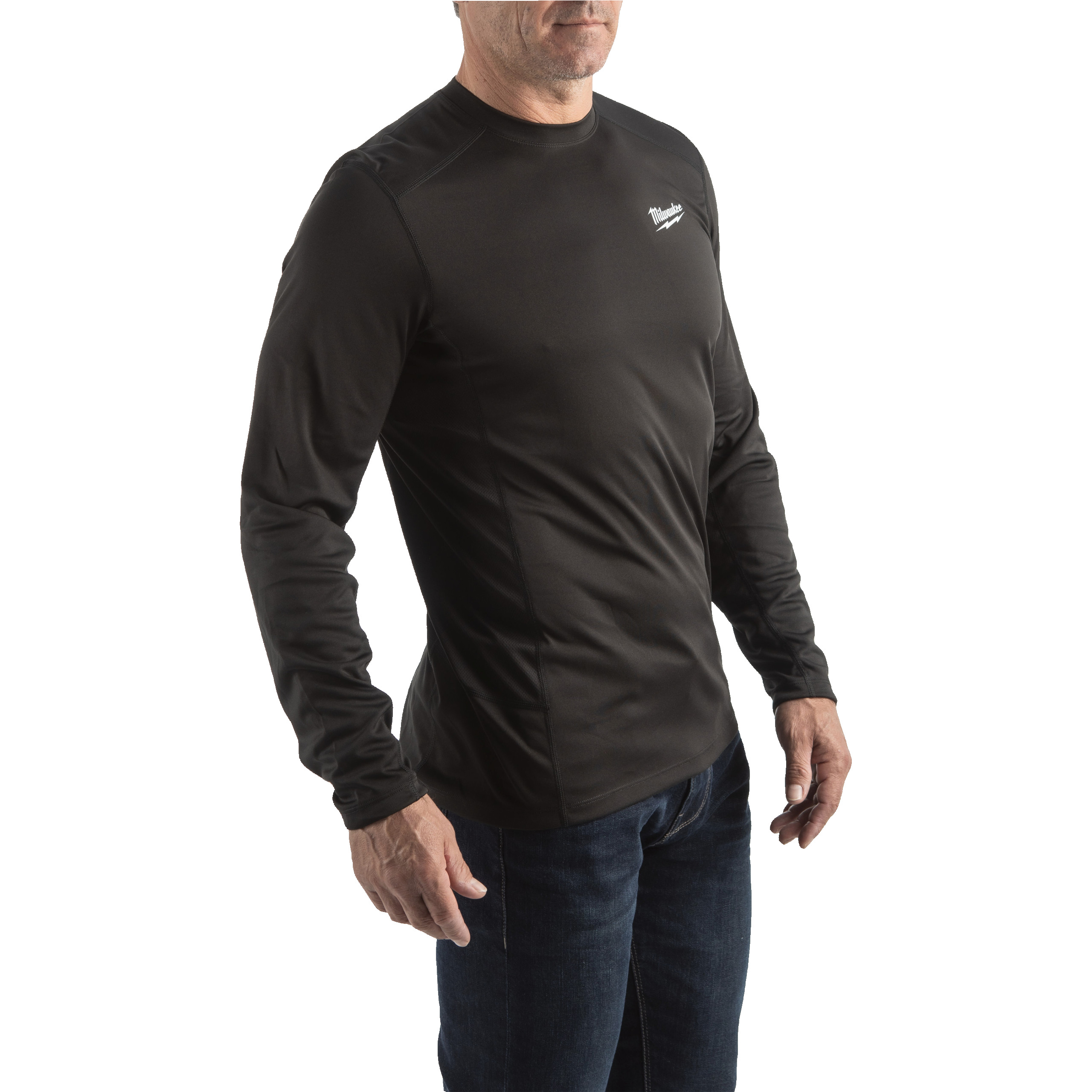 WWLSBL-XXL — Funktions-Langarm-Shirt schwarz mit UV-Schutz – Bild 3