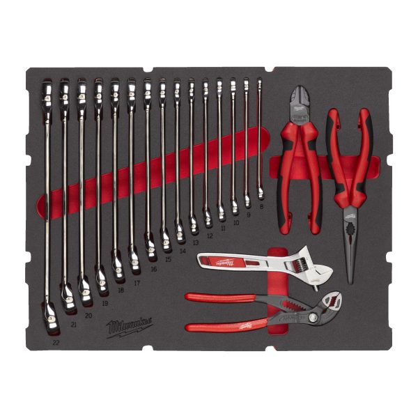 PACKOUT Ringmaulschlüssel und Zangen Einlage — 19-teilige Einlage für PACKOUT Koffer mit Schubladen