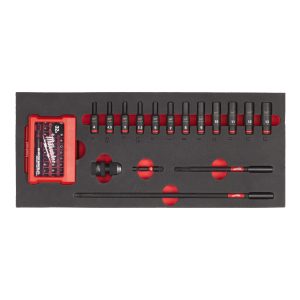 1/4" SHOCKWAVE Schlagnüsse lang Einlage — 17-teilige Einlage für Werkstattwagen 78 cm