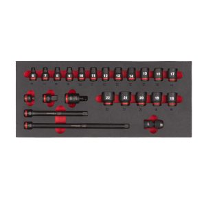 3/8" SHOCKWAVE Schlagnüsse Einlage — 23-teilige Einlage für Werkstattwagen 78 cm