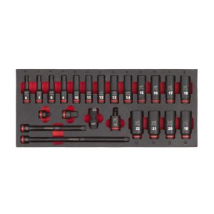 3/8" SHOCKWAVE Schlagnüsse lang Einlage — 23-teilige Einlage für Werkstattwagen 78 cm