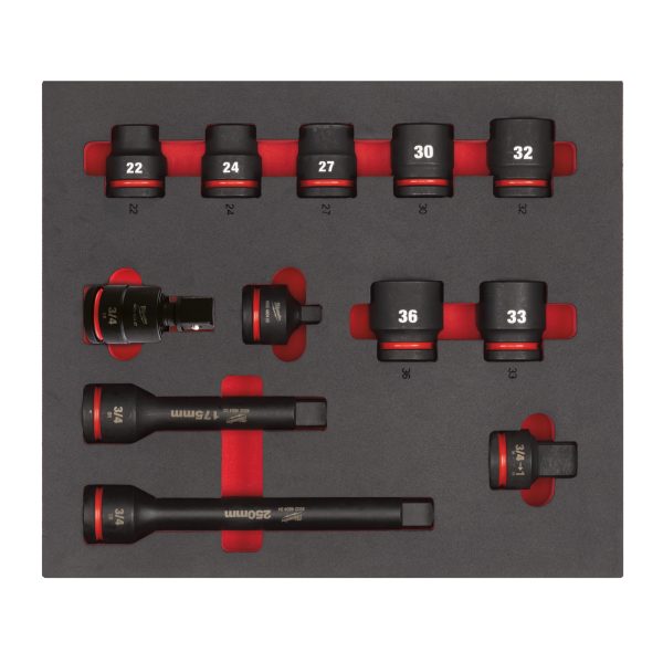 3/4" SHOCKWAVE Schlagnüsse Einlage — 12-teilige Einlage für Werkstattwagen 78 cm