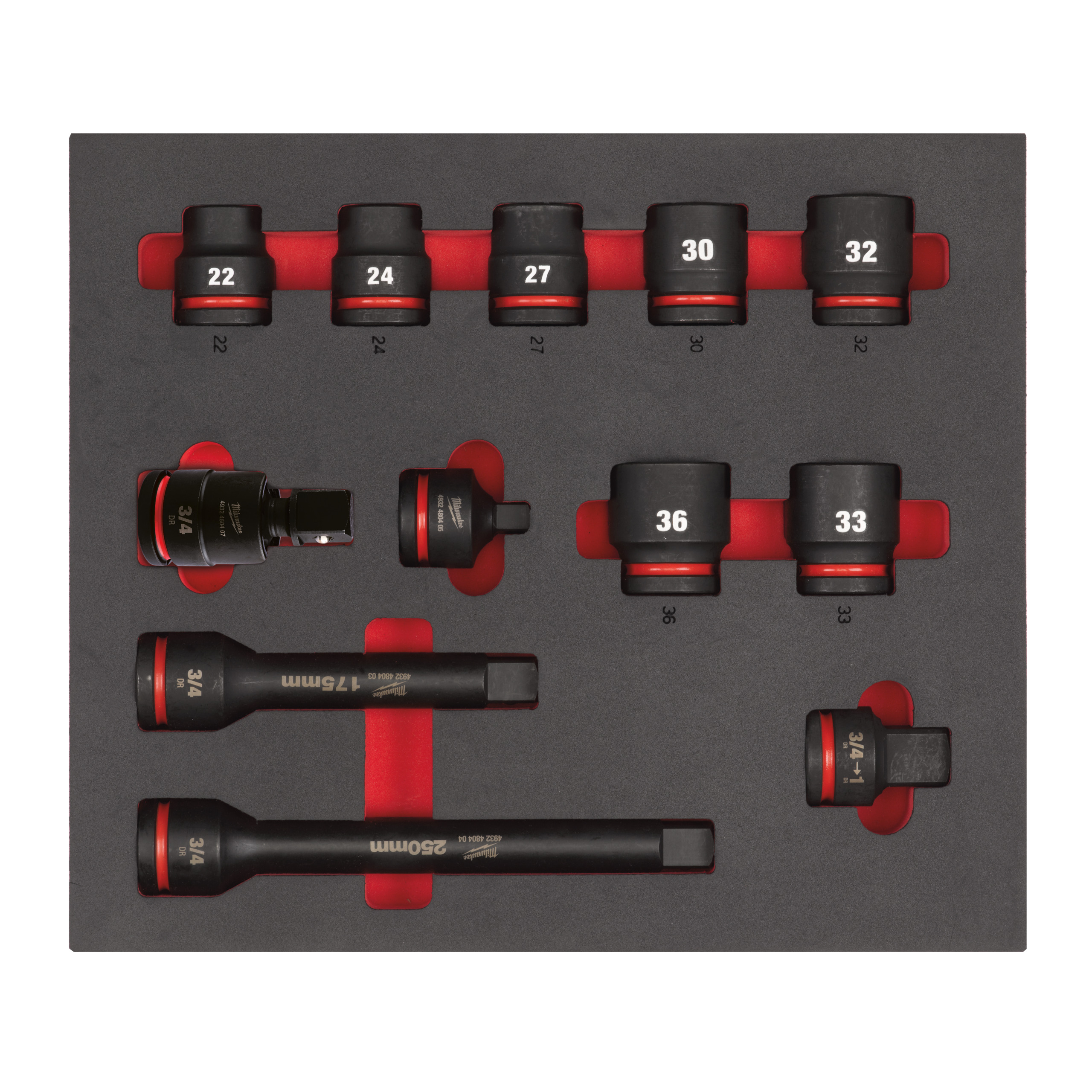 3/4" SHOCKWAVE Schlagnüsse Einlage — 12-teilige Einlage für Werkstattwagen 78 cm