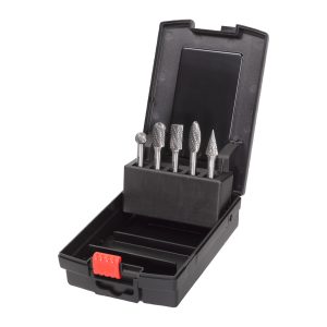HM-Fräser-Set für Geradschleifer 6 mm Schaft u. 10 mm Durchmesser — 5-tlg. Kassette