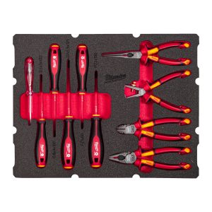 VDE Zangen und VDE Schraubendreher Einlage — 10-teilige Einlage für PACKOUT Koffer mit Schubladen