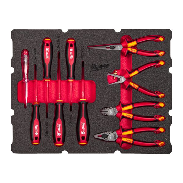 VDE Zangen und VDE Schraubendreher Einlage — 10-teilige Einlage für PACKOUT Koffer mit Schubladen