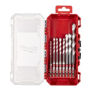 SHOCKWAVE Multimaterial Bohrer 1/4" Hex Set 8-teilig — 4/5/5/6/6/8/10/12 mm in PACKOUT kompatibler Kassette