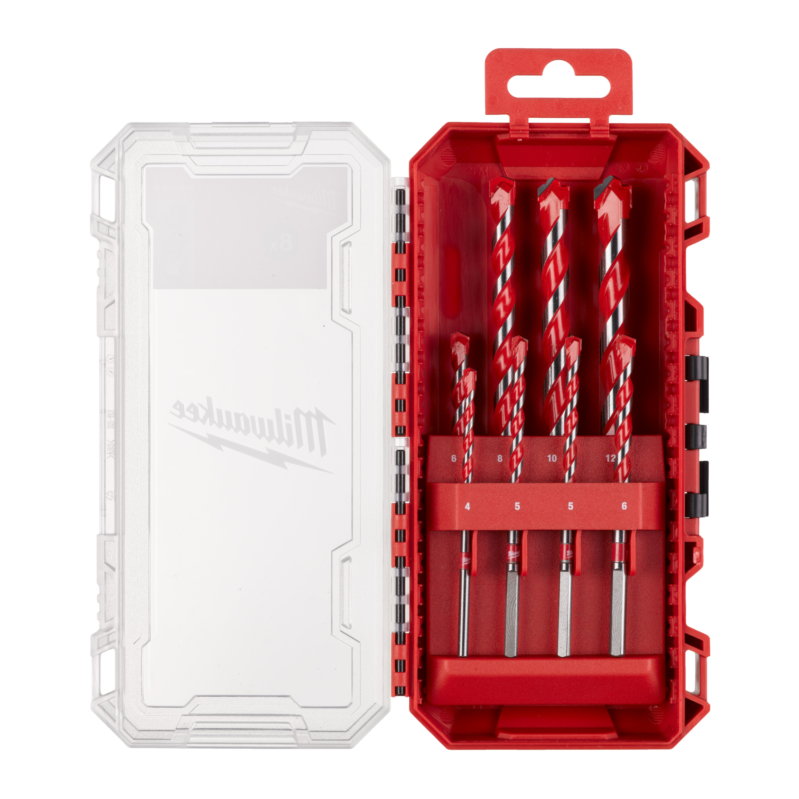 Premium-Betonbohrer Set 8-teilig — 4/5/5/6/6/8/10/12 mm in PACKOUT kompatibler Kassette