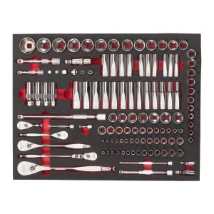 1/4", 3/8" und 1/2"  Ratschen- & Steckschlüsseleinsätze Einlage — 119-teilige Einlage für Werkstattwagen 78 cm