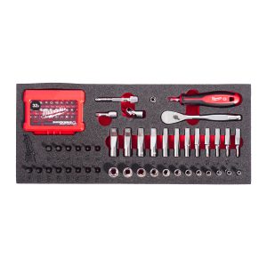 1/4" Ratschen, Handgriff, Steckschlüssel- & Bit-Steckschlüsseleinsätze Einlage — 45-teilige Einlage für Werkstattwagen 78 cm