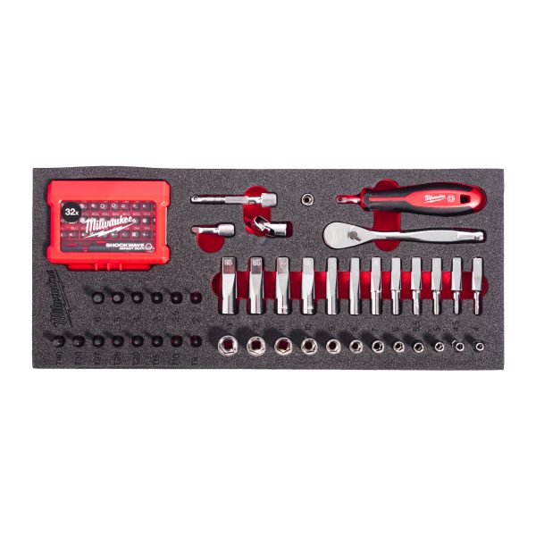 1/4" Ratschen, Handgriff, Steckschlüssel- & Bit-Steckschlüsseleinsätze Einlage — 45-teilige Einlage für Werkstattwagen 78 cm