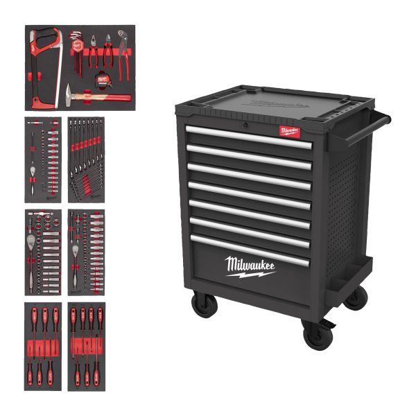 27" / 69 cm TOOLGUARD Werkstattwagen mit Werkzeugbestückung — 131-teilig, grau