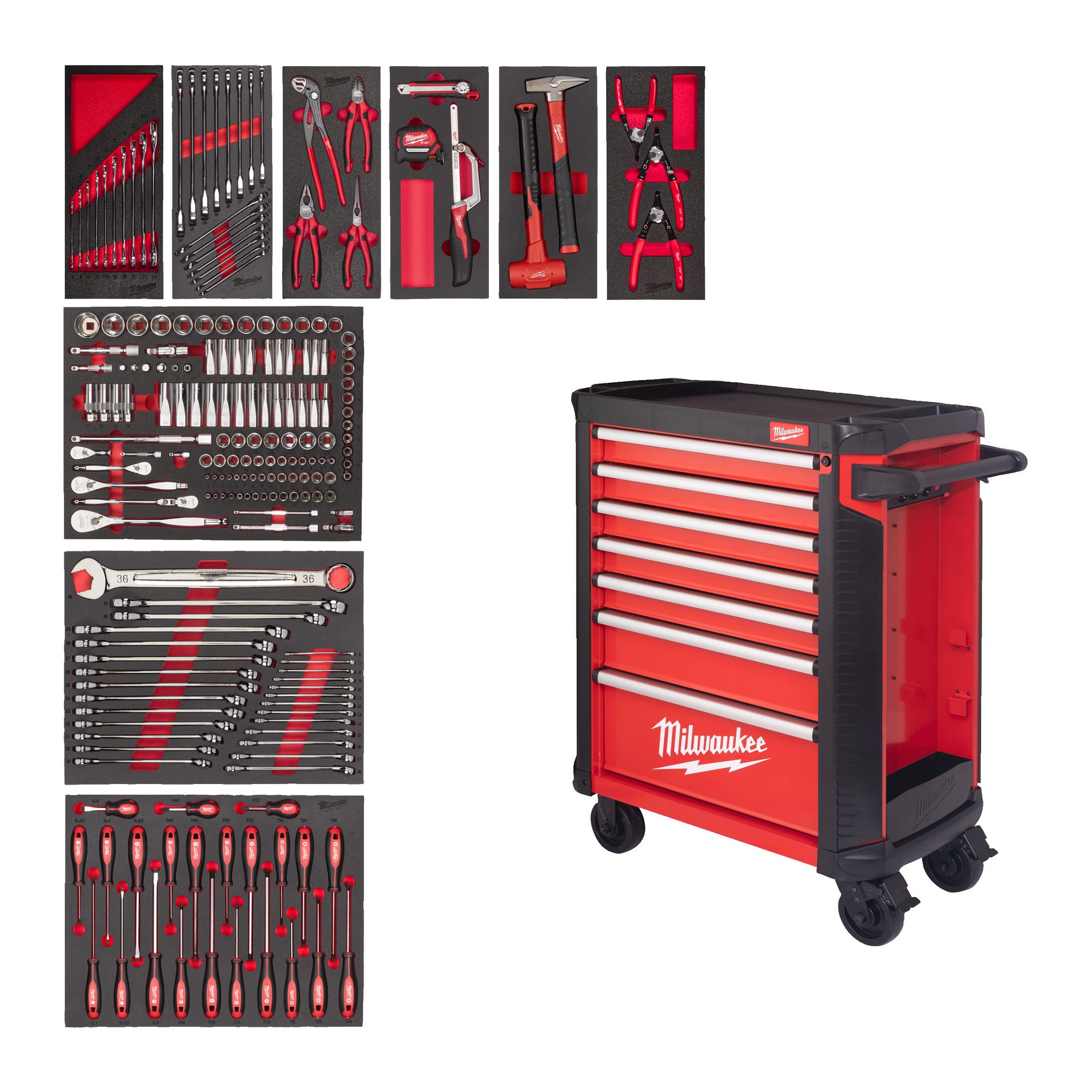 30˝ / 78 cm TOOLGUARD Werkstattwagen mit Werkzeugbestückung, Standard Version — 206-teilig, grau