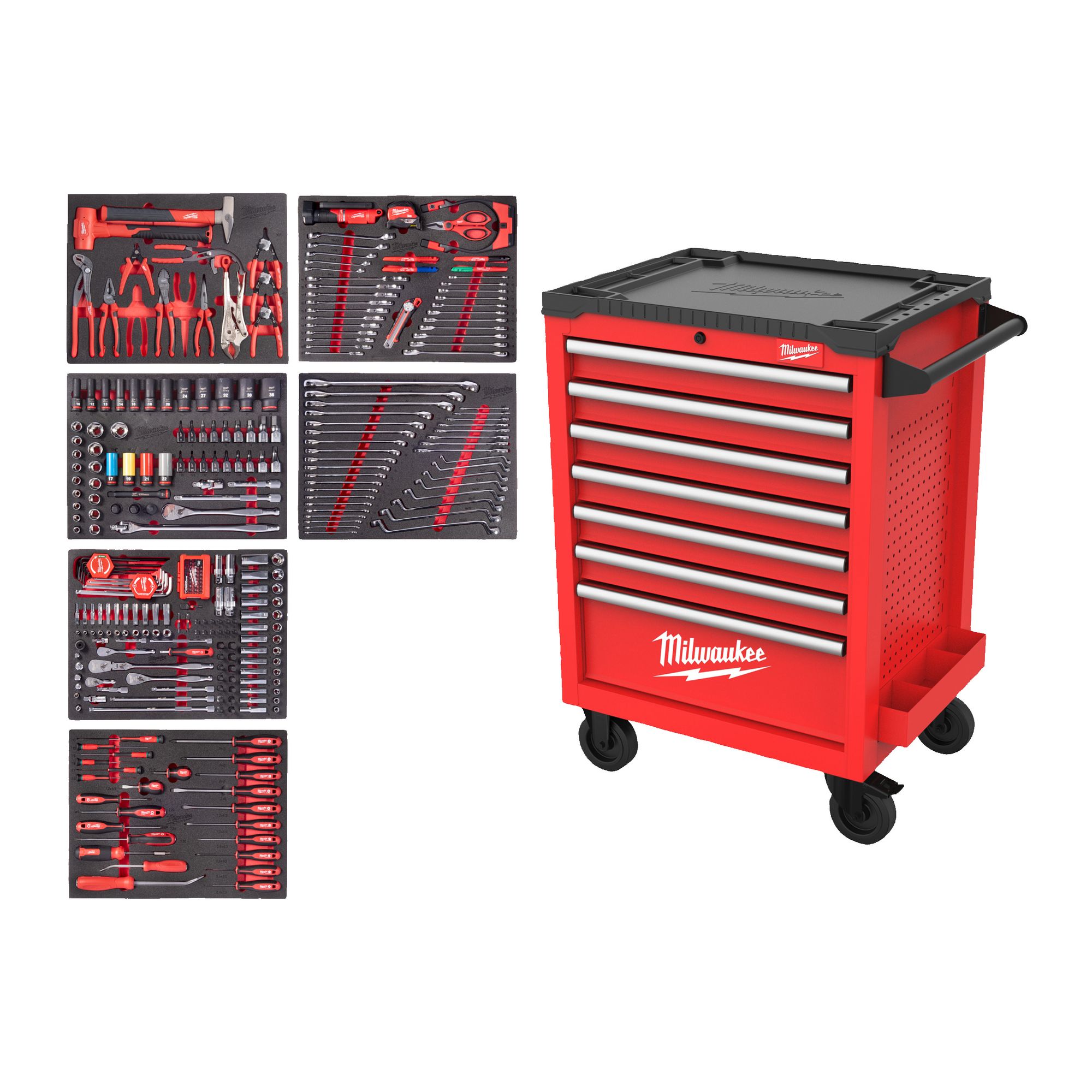 27" / 69 cm TOOLGUARD Werkstattwagen mit Werkzeugbestückung — 337-teilig, grau