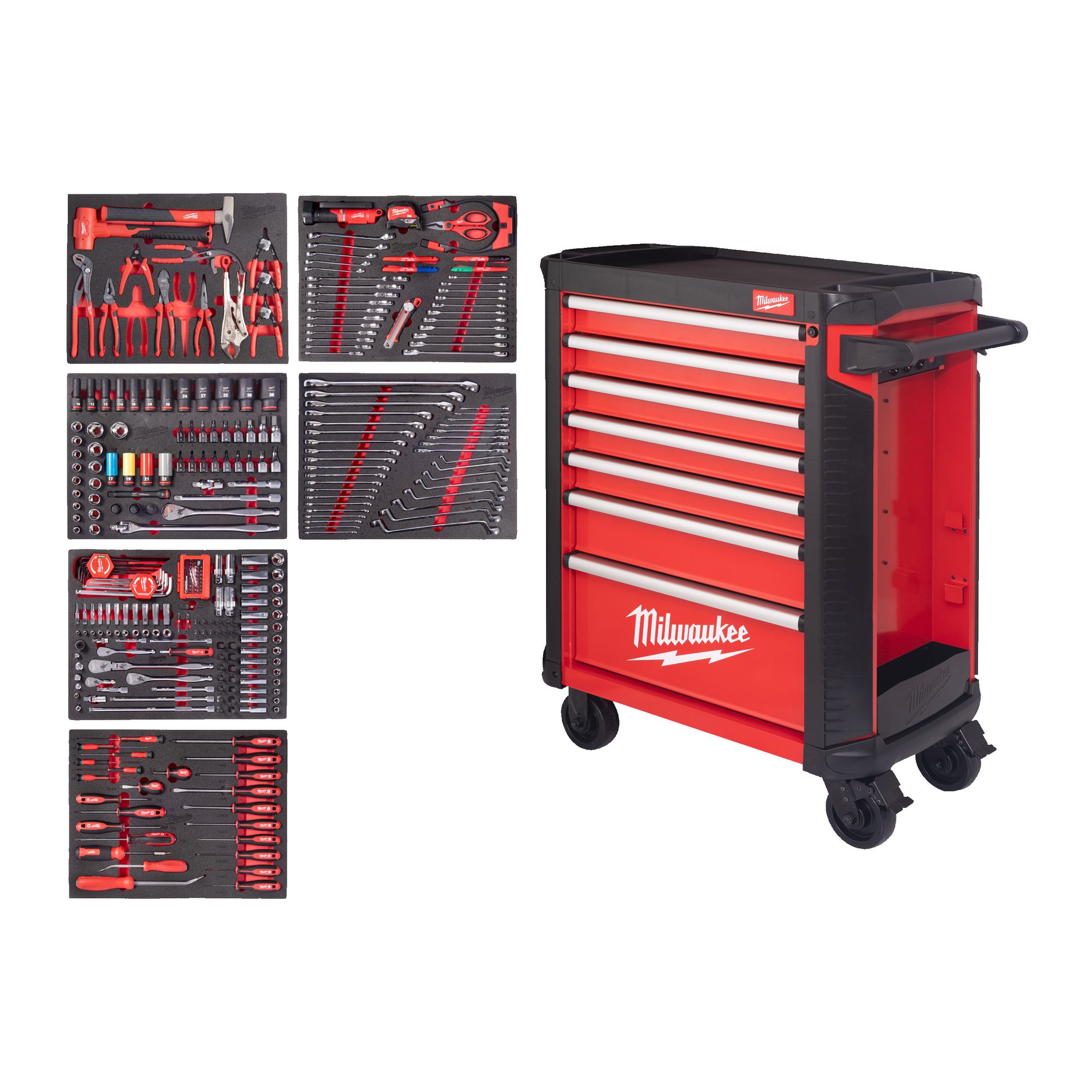 30˝ / 78 cm TOOLGUARD Werkstattwagen mit Werkzeugbestückung, Premium Version — 337-teilig, rot