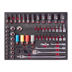 1/2" Ratschen und SHOCKWAVE Schlagnuss Einlage — 60-teilige Einlage für Werkstattwagen