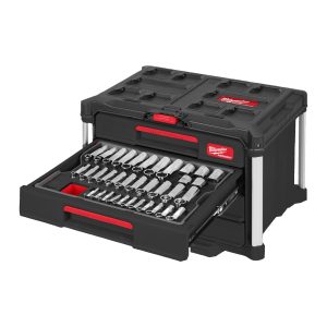 1/4", 3/8" & 1/2" Ratschen- u. Steckschlüsseleinsätze Set — 244-teiliges Set im PACKOUT Koffer mit Schubladen