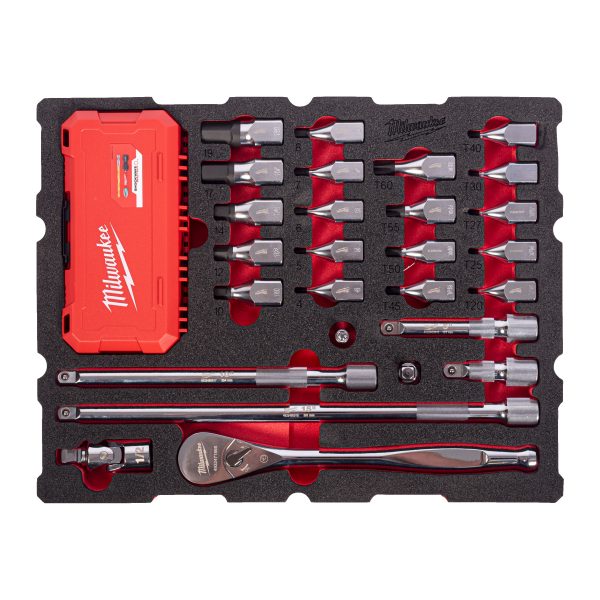 1/2" Ratschen- u. Bit-Steckschlüsseleinsätze Einlage — 67-teilige Einlage für PACKOUT Koffer mit Schubladen
