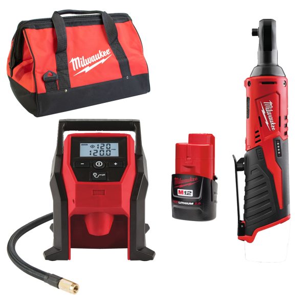 Ratsche M12IR-201B 1x 2,0Ah|Lader|Werkzeugtasche + Kompressor M12 BI