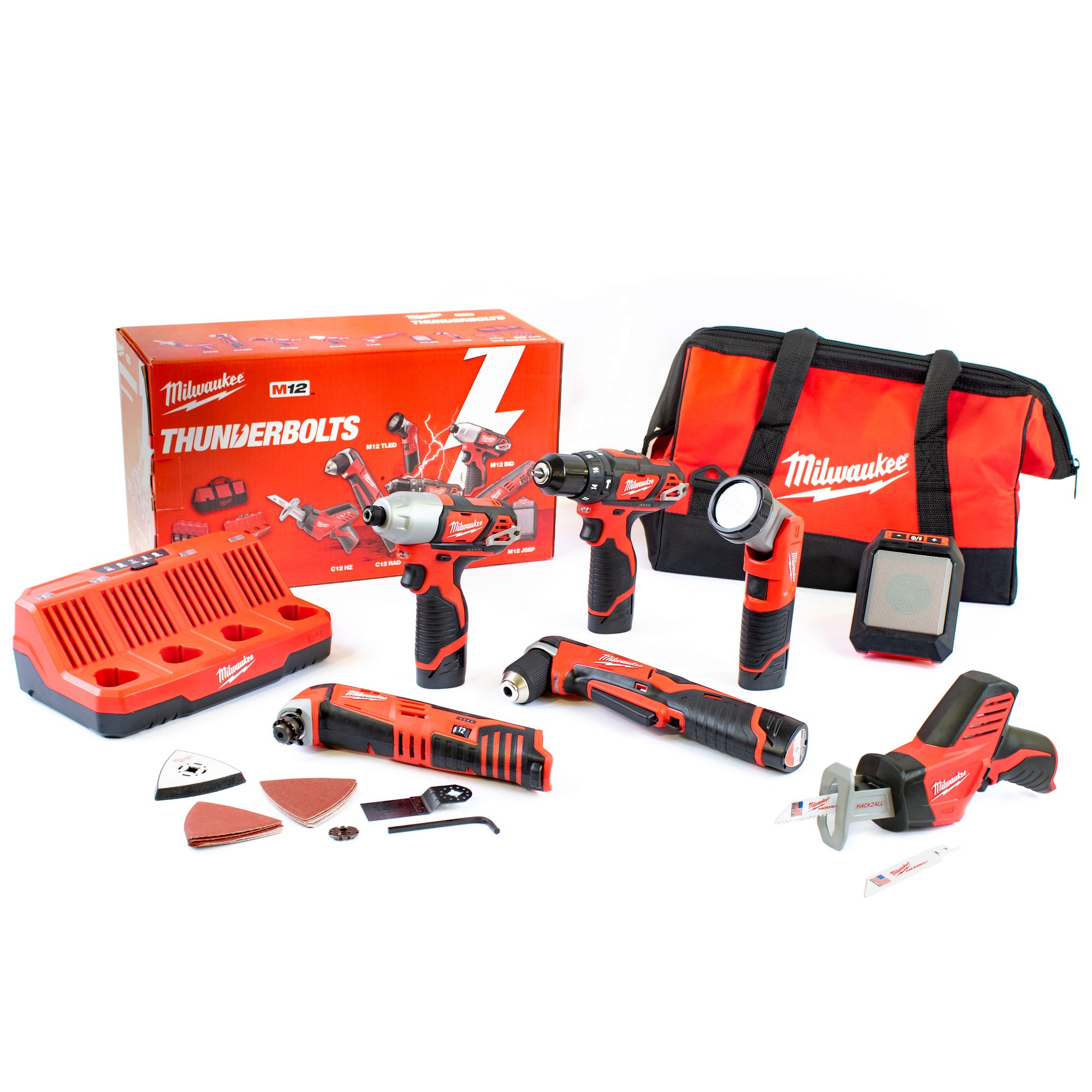 8x Akkugeräte-Set M12BPP7A-204B | 4x 2,0Ah Akkus|Lader|Werkzeugtasche