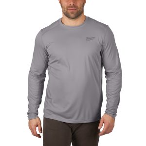 WWLSG-XXL — Funktions-Langarmshirt grau mit UV-Schutz