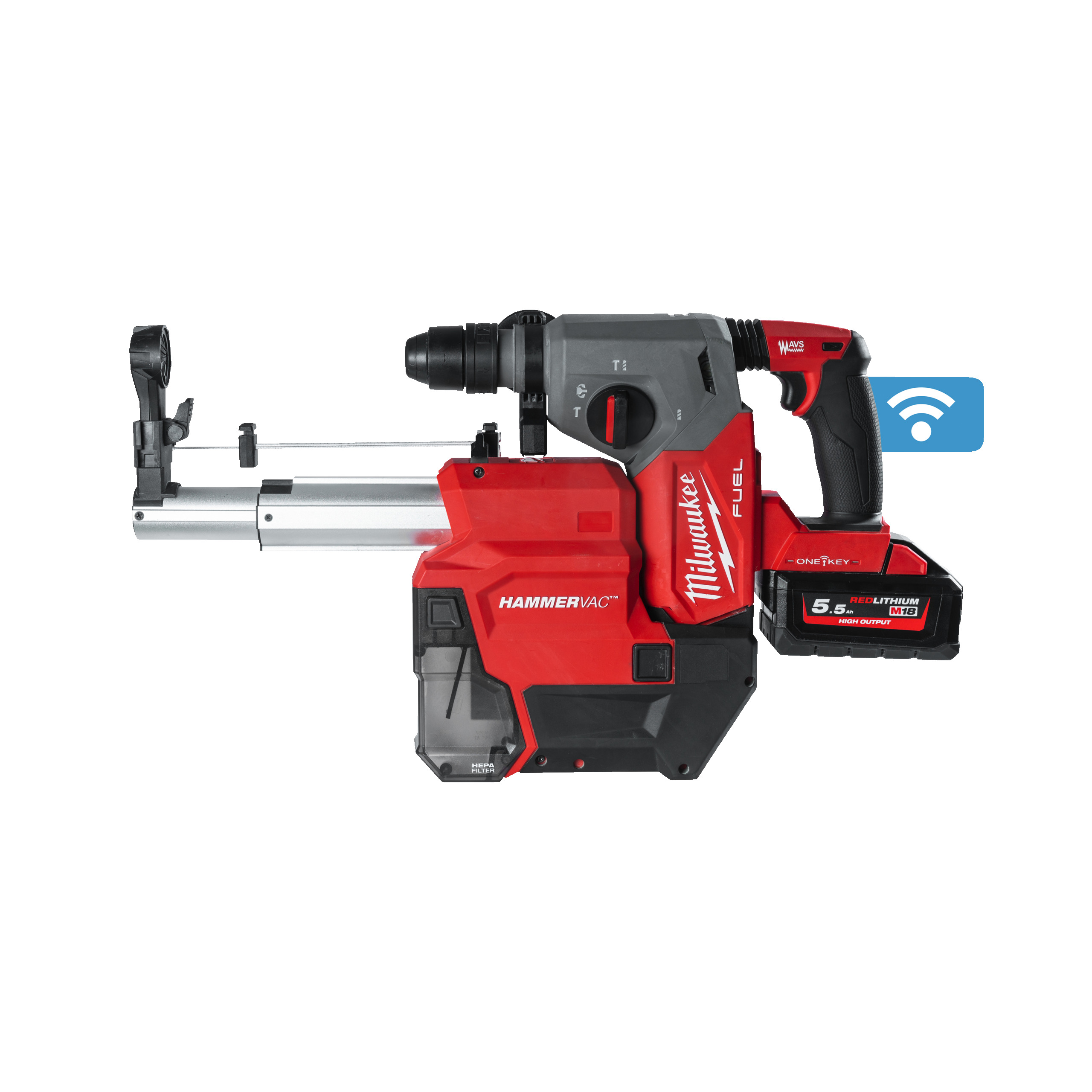 M18™ ONE KEY™ Akku-Kombihammer + Staubabsaugung M18ONEFHXDEL-552C