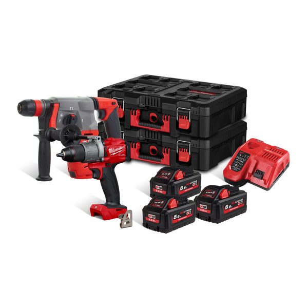 Werkzeug-Set M18FPP2M2-553P 3x HB5,5 Ah Akku + Lader in PACKOUT Boxen