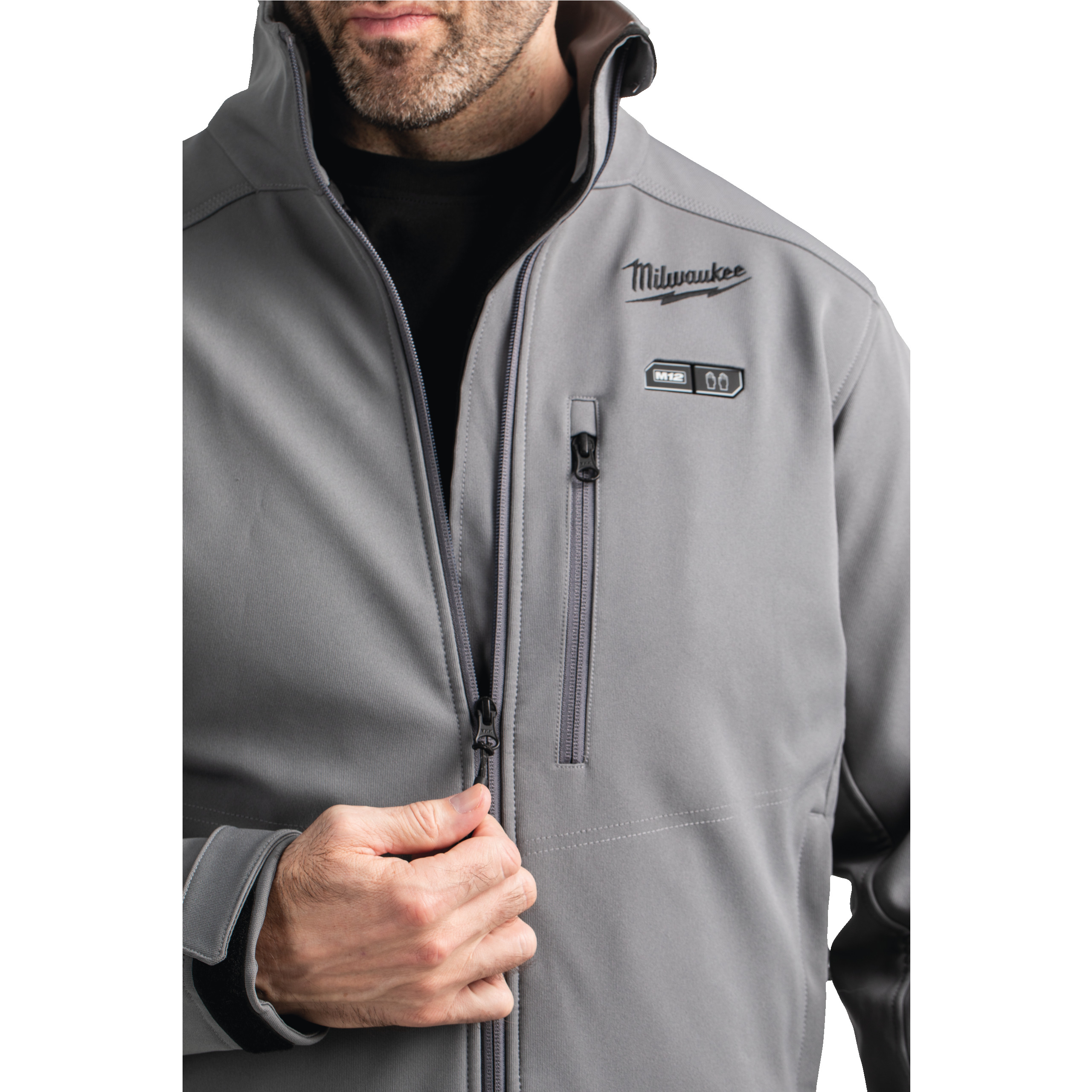 M12HJGREY5-0 (XXL) — 12 V Akku-Heiz-Jacke Herren grau, ohne Akku u. Ladegerät – Bild 5