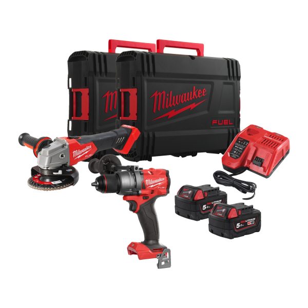 Maschinen-Set M18FPP2E3-502X: M18FPD3-502X +M18FSAG125X-0X, 2x5,0 Ah
