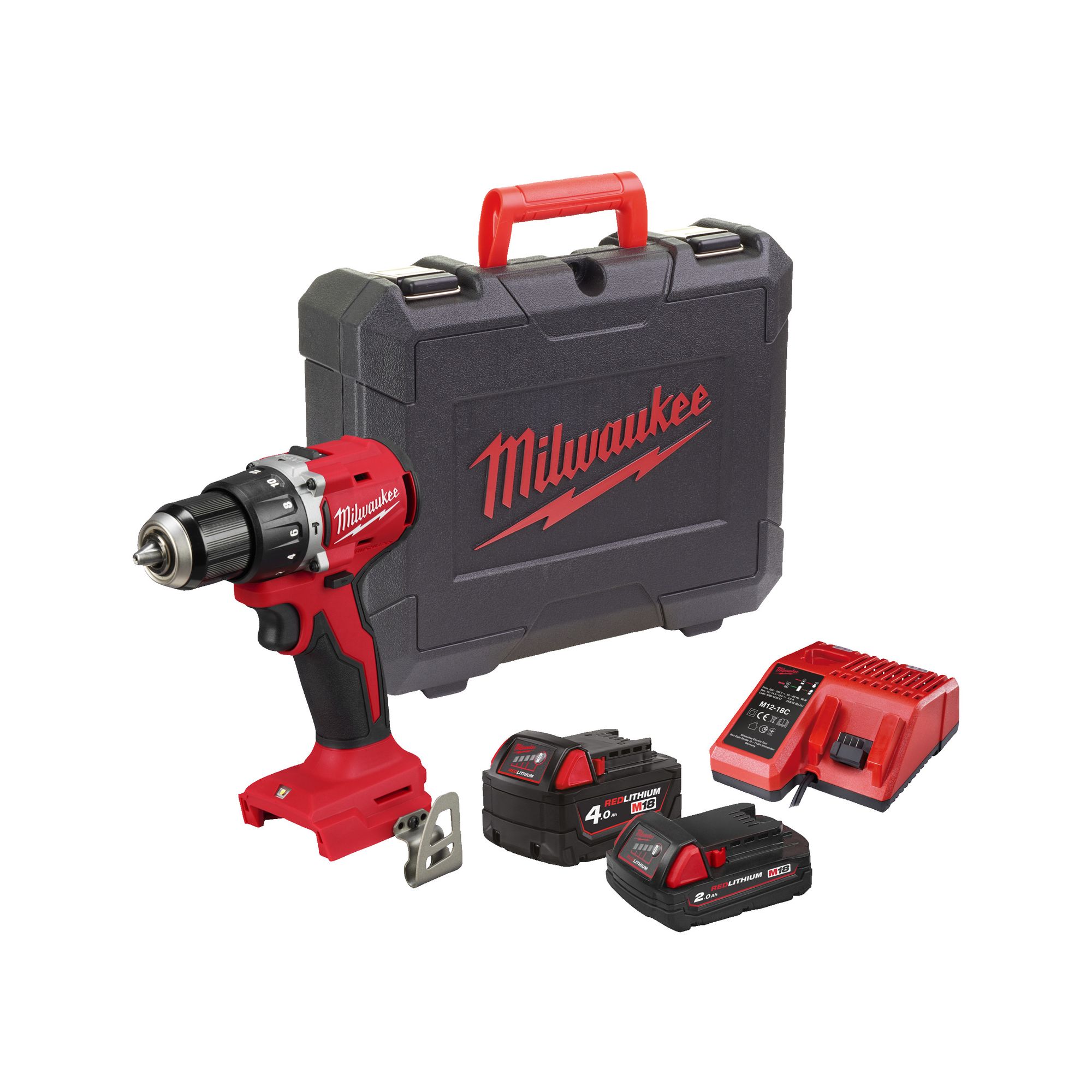 Akku-Schlagbohrschrauber M18BLPDRC-422C, 1x 2,0 Ah, 1x 4,0 Ah und Lader im Koffer