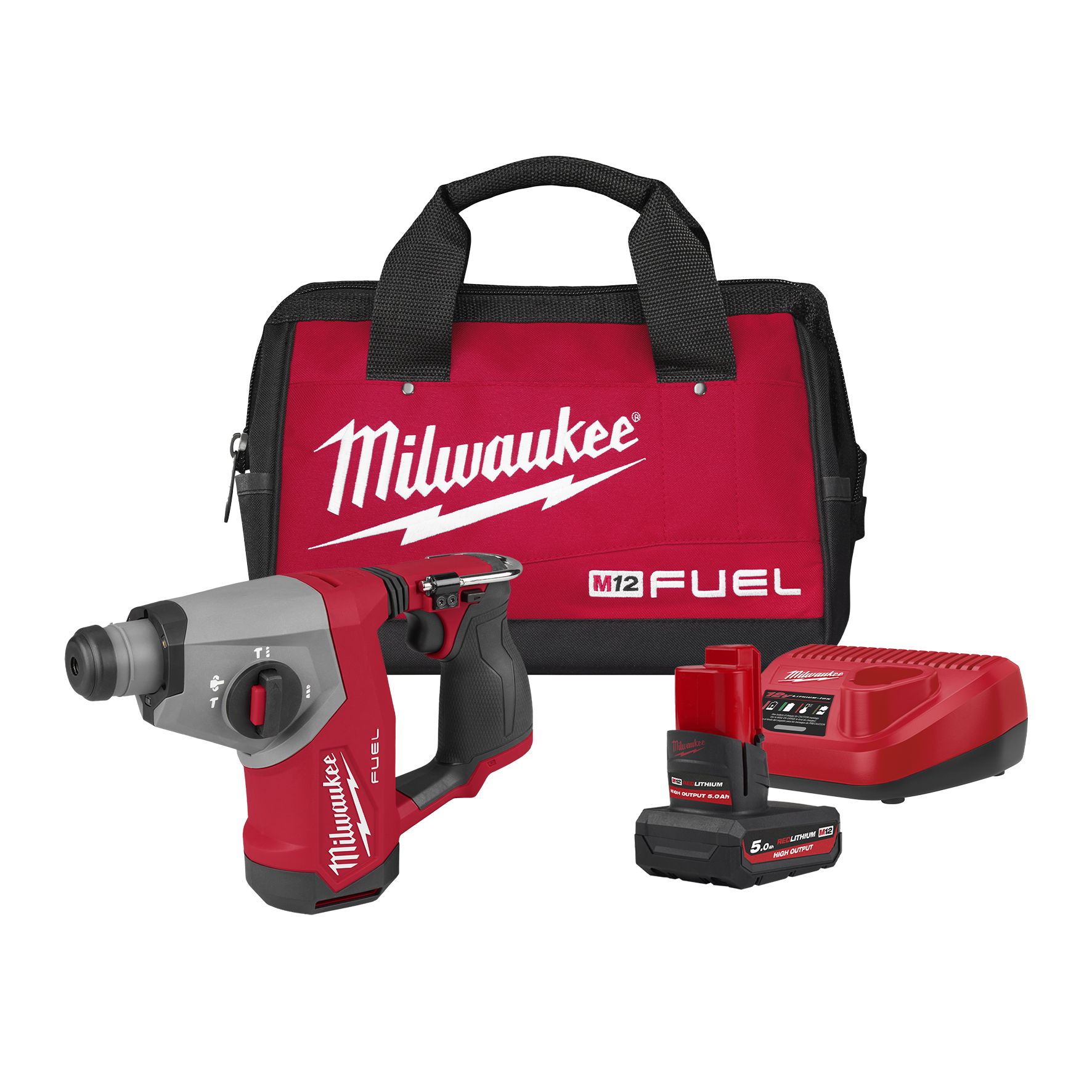 M12 FUEL Akku-Kombihammer M12FHAC16-501B, 1x 5,0 Ah HB und Ladegerät in Tasche