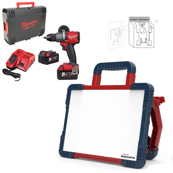 Echter Werkzeugfan Set LED Hybrid Baustrahler 5500 Lumen + M18FPD2-502X