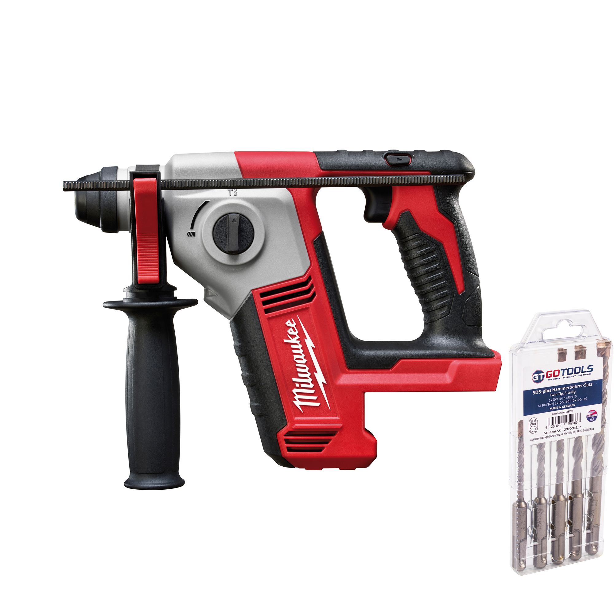 Akku-Bohrhammer M18BH-0 SDS-Plus Solo + SDS-plus Hammerbohrer 5-teilig