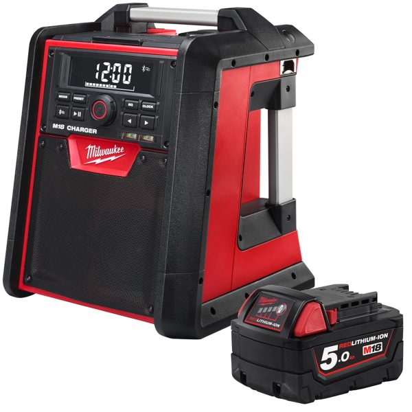Netz-/Akku-Radio M18 RC mit Ladefunktion + 1x Akku 5,0 Ah M18 B5 Red