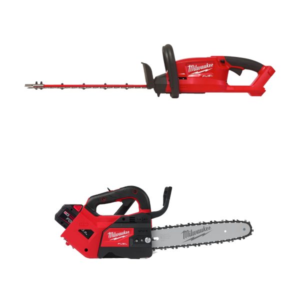 M18 FUEL Akku-Top-Handle-Kettensäge M18FTHCHS35-802, 2x 8,0 Ah und Lader + Akku-Heckenschere M18FHT45-0 FUEL™